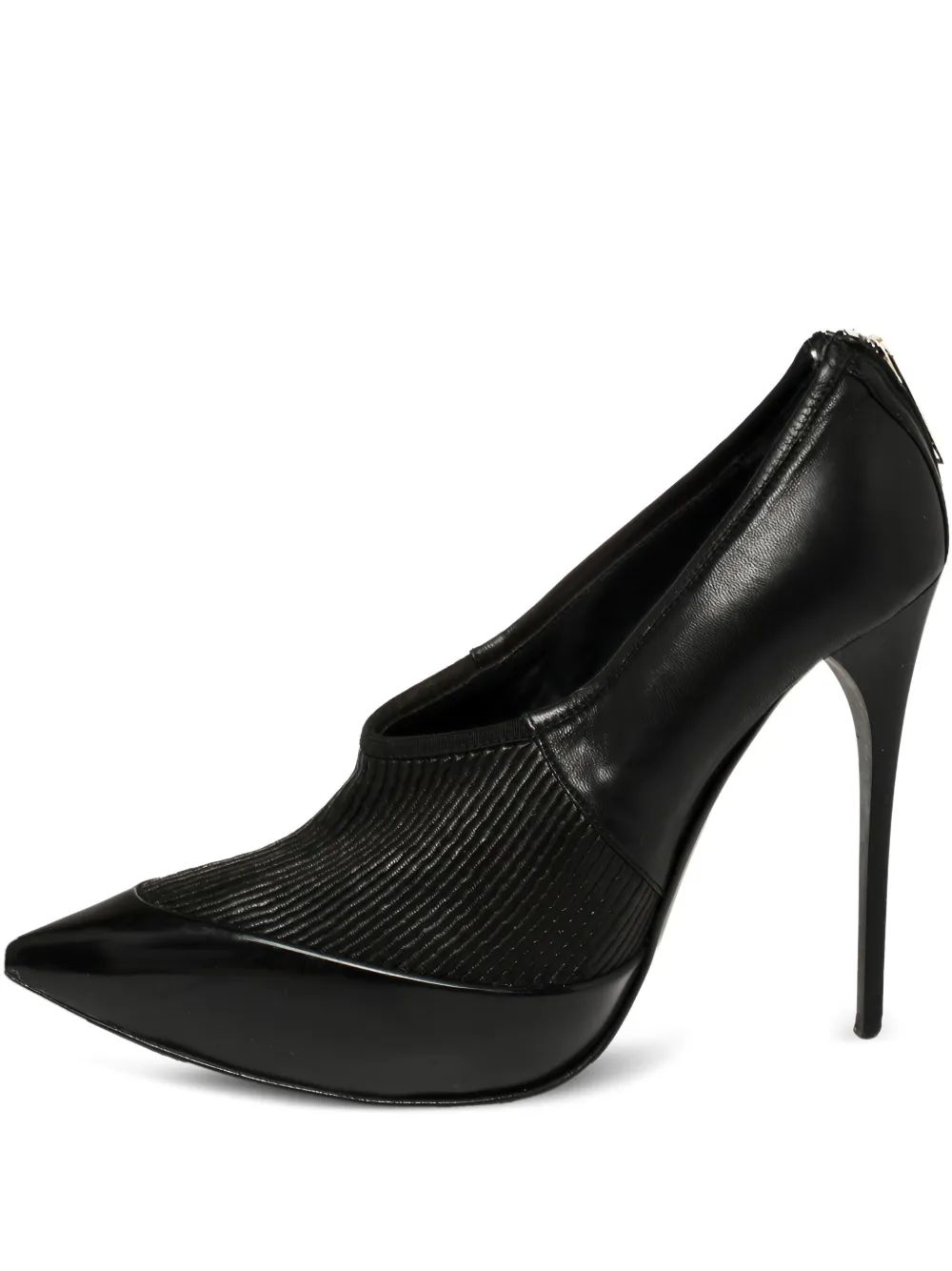 130mm ribbed-detail pointed-toe pumps