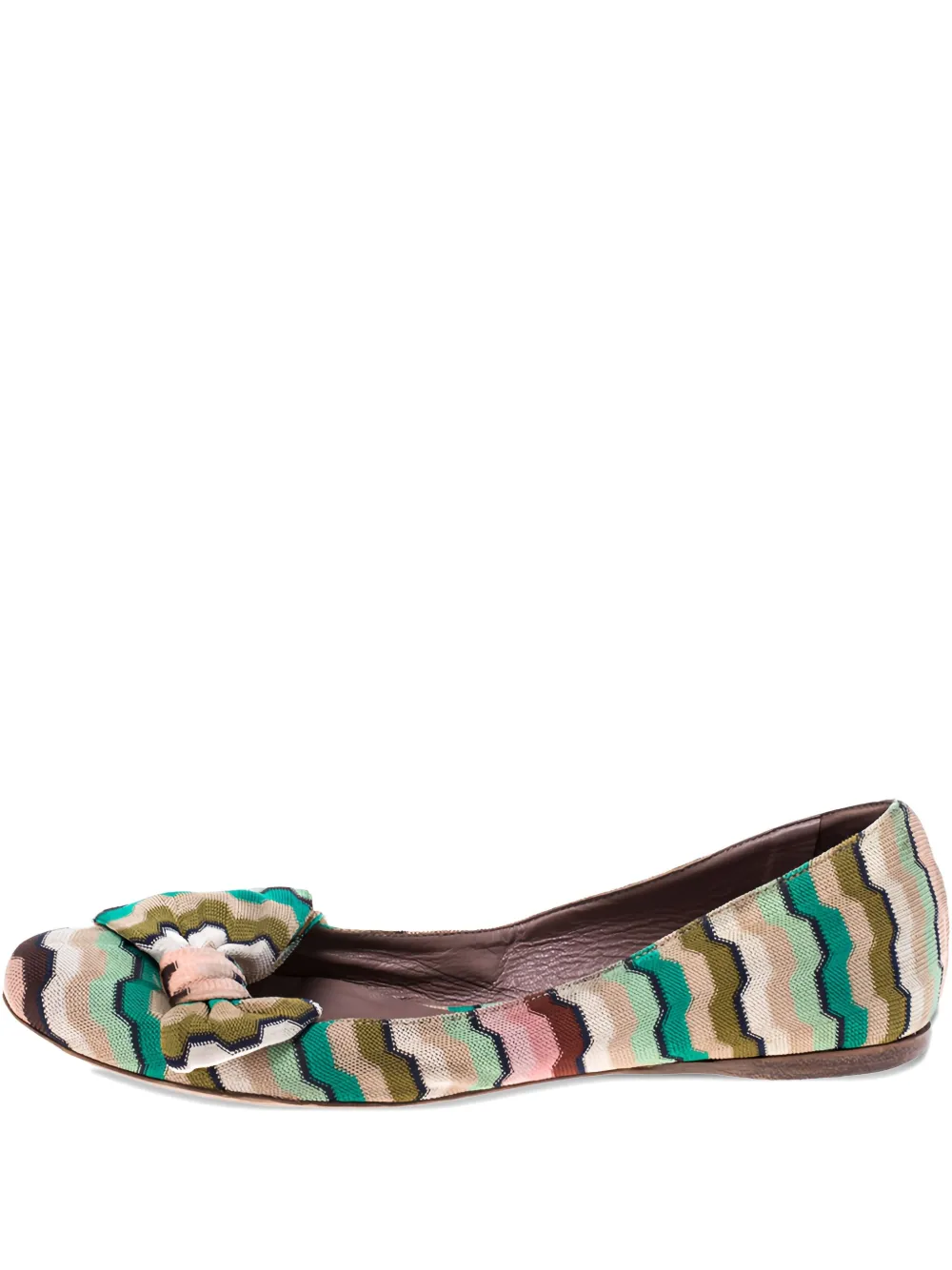 bow-detail wave-pattern ballet flats