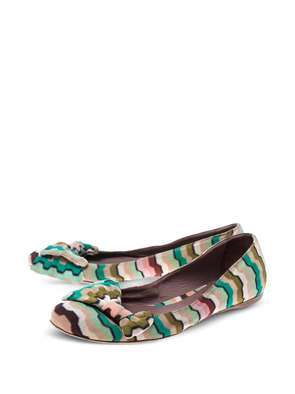 Missoni Pre-Owned Ballerina's met strikdetail en golfpatroon - Beige