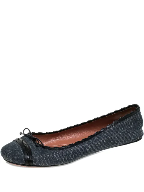 Alaïa Pre-Owned denim leather-trim ballet flats