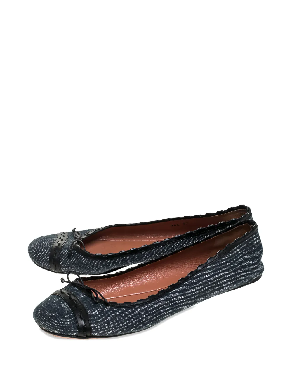 Alaïa Pre-Owned denim leather-trim ballet flats | Pre-Owned | Image 2