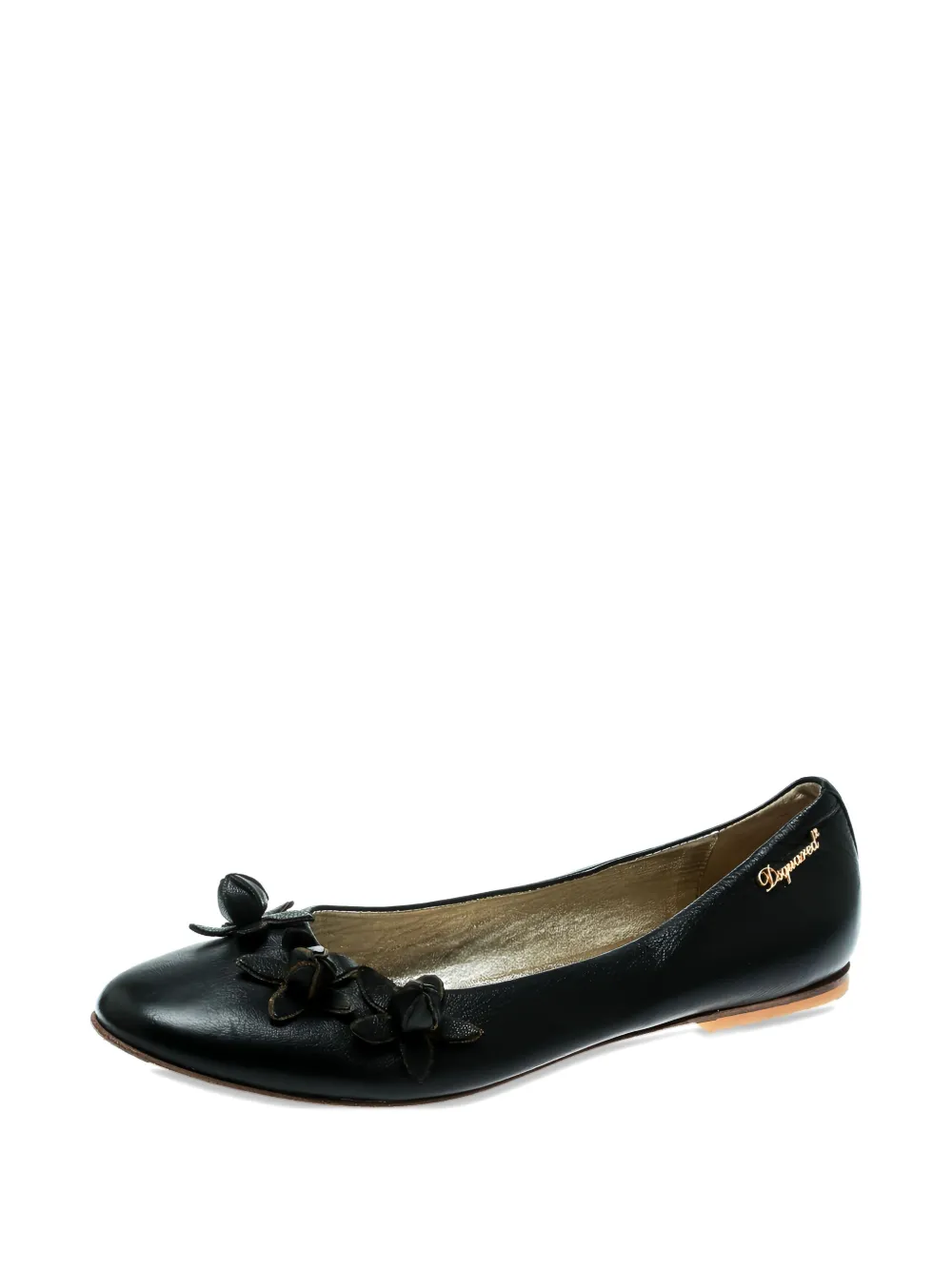 DSQUARED2 Leren ballerina's met bloemdetail - Zwart