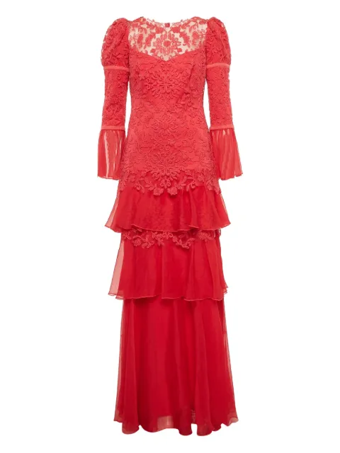 Tadashi Shoji lace tiered maxi dress