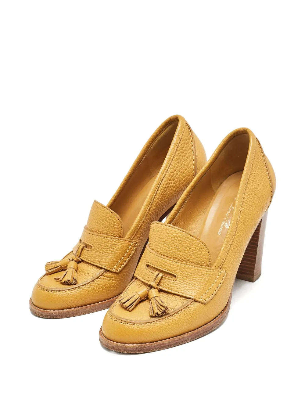 Loro Piana Pre-Owned 100 mm pumps met blokhak en kwastje - Geel