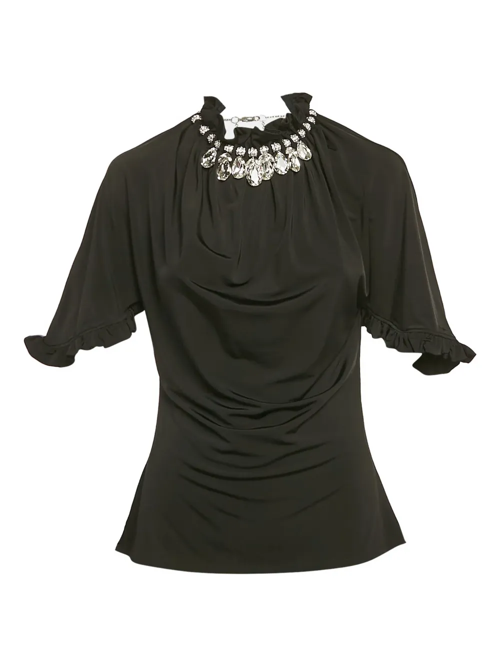 Paco Rabanne Pre-Owned crystal-embellished draped top | Black | Image 1