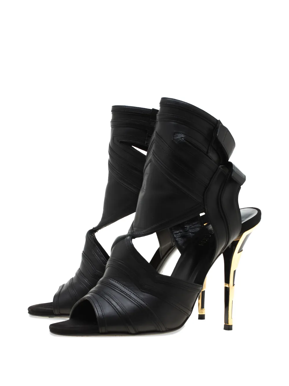 Balmain Pre-Owned 105 mm leren sandalen met uitgesneden details - Zwart