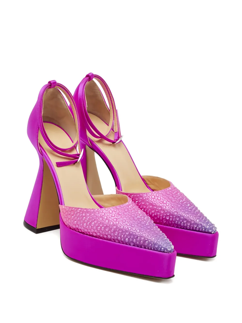MACH & MACH 125 mm pumps verfraaid met kristallen en hak - Roze