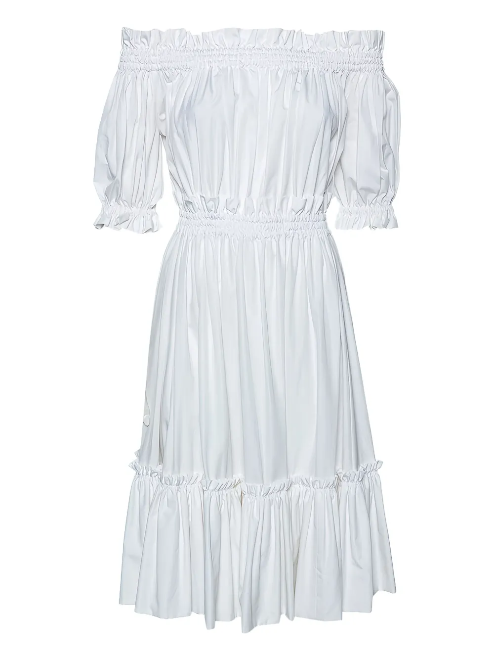 Alexander McQueen Pre-Owned 2024 off-shoulder midi-jurk met ruches - Wit