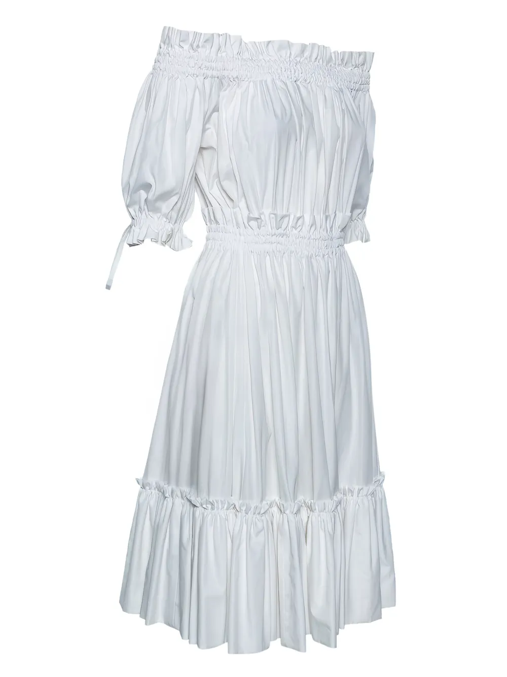 Alexander McQueen Pre-Owned 2024 off-shoulder ruched midi dress | White | Image 1