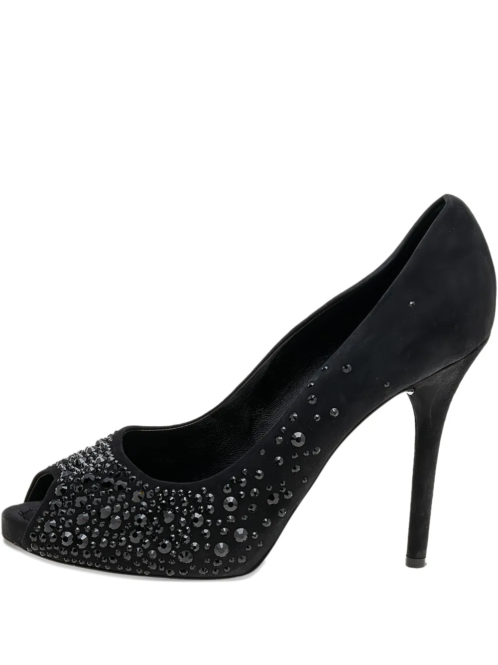 D & G Vintage pre-owned 115mm suede crystal peep toe pumps - ブラック D & G Vintage pre-owned 115mm suede crystal peep toe pumps - ブラック
