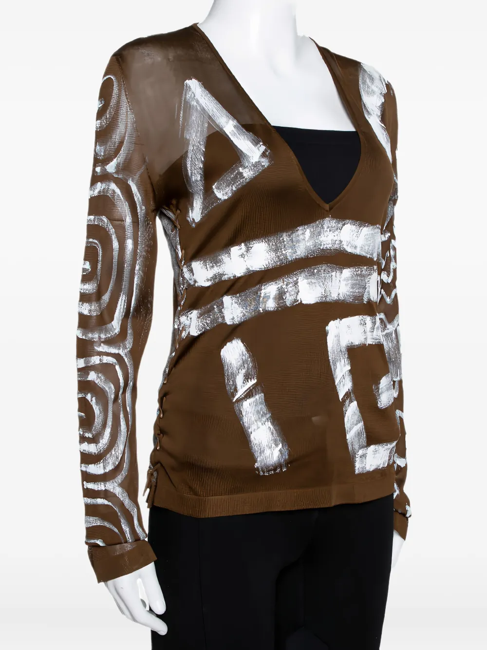 Saint Laurent Pre-Owned 2002 printed silk T-shirt | Image 2