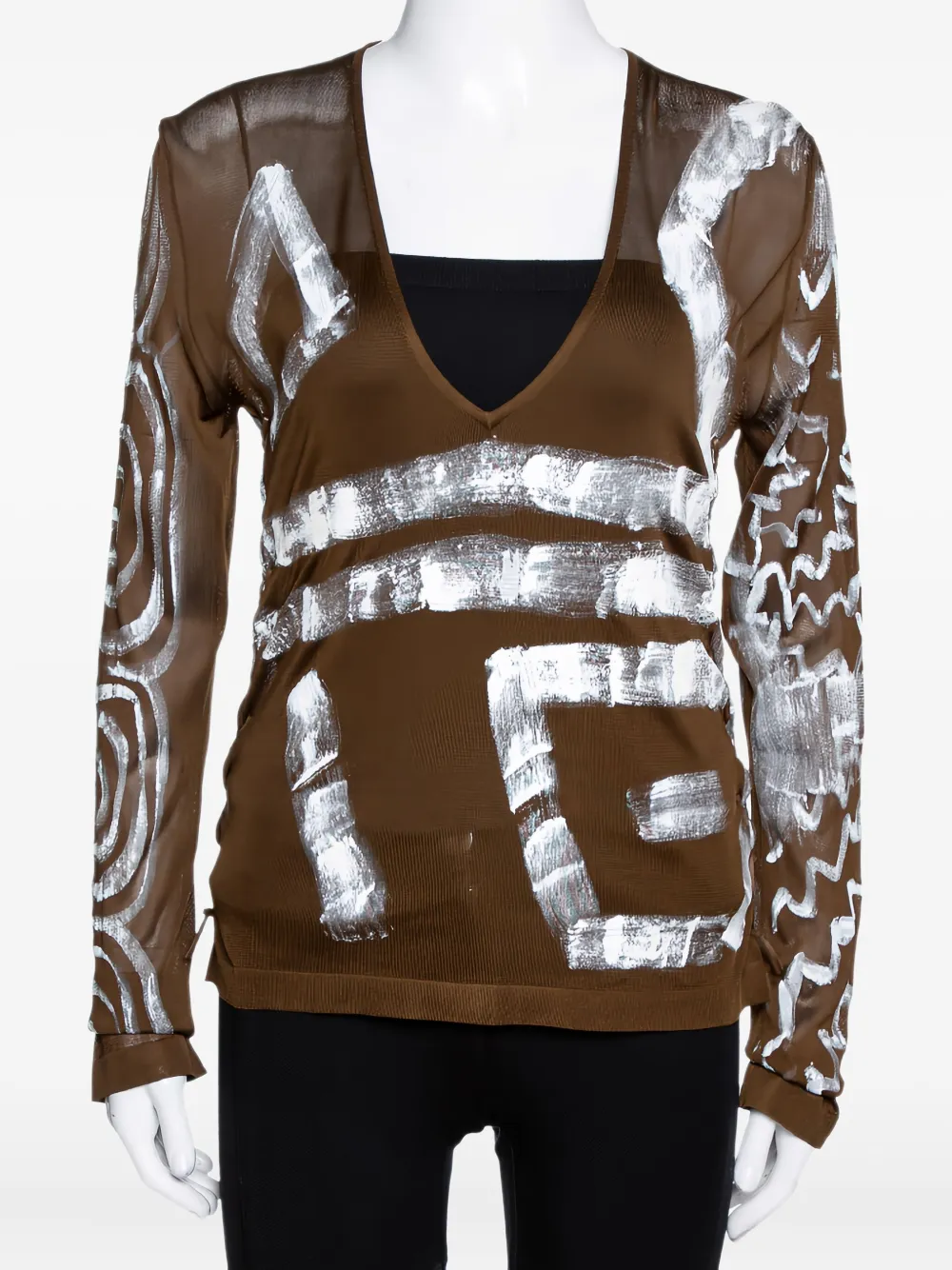 Saint Laurent Pre-Owned 2002 printed silk T-shirt | Green | Image 1
