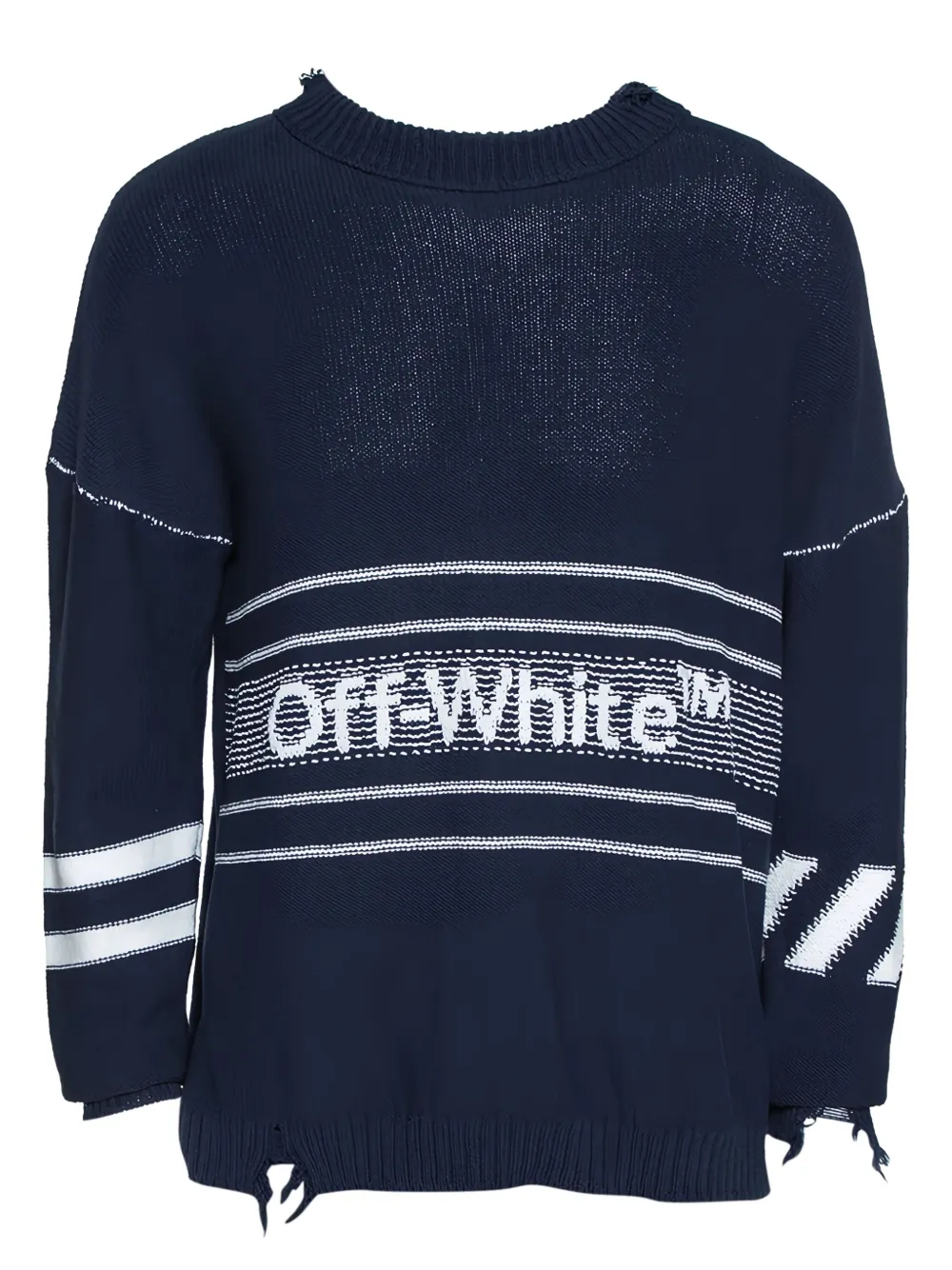 Off-White Pre-Owned logo stripe sweater - ブルー Off-White Pre-Owned logo stripe sweater - ブルー