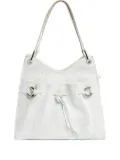 Lancel drawstring leather tote bag - White