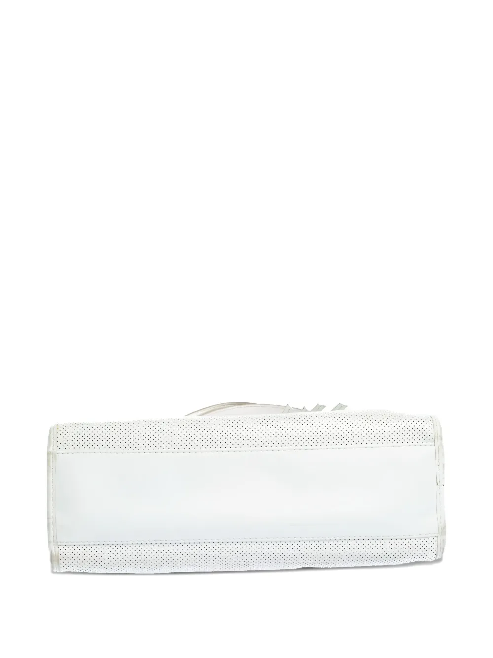 Pre-owned Lancel Drawstring Leather Tote Bag In White