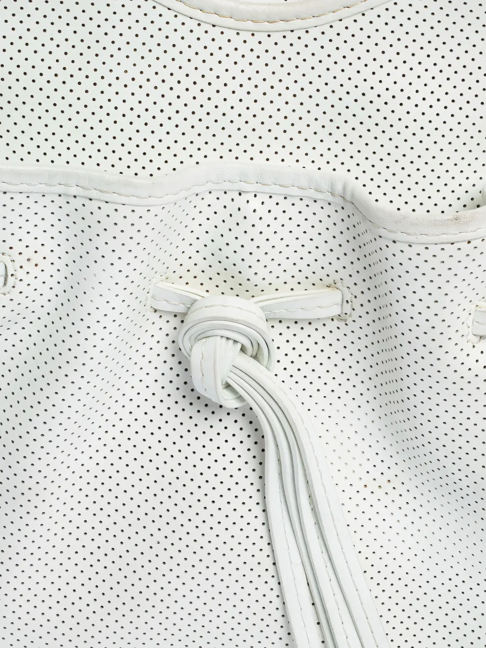 Pre-owned Lancel Drawstring Leather Tote Bag In White