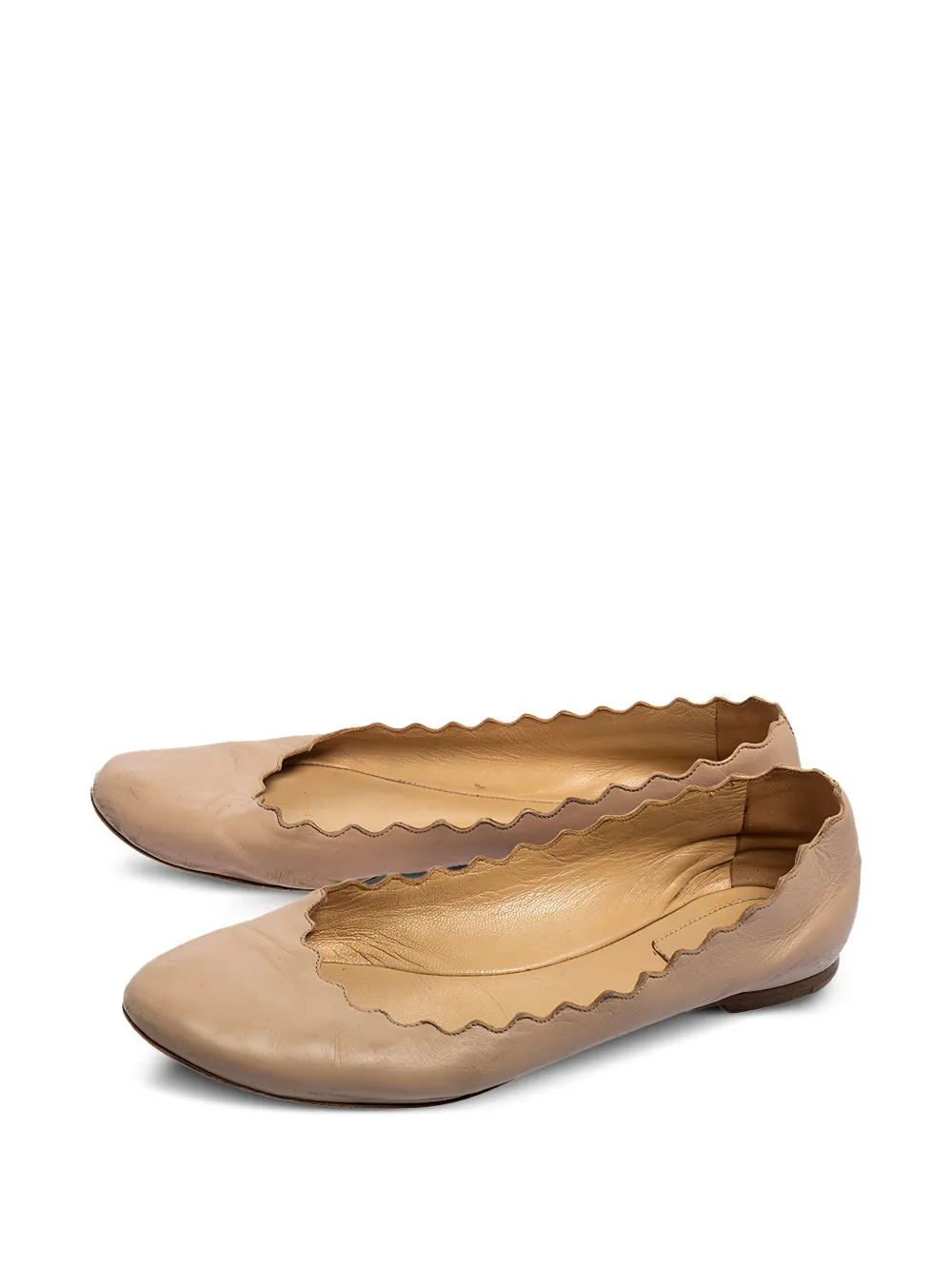 Chloé Pre-Owned Lauren scalloped-trim ballet flats | Image 2