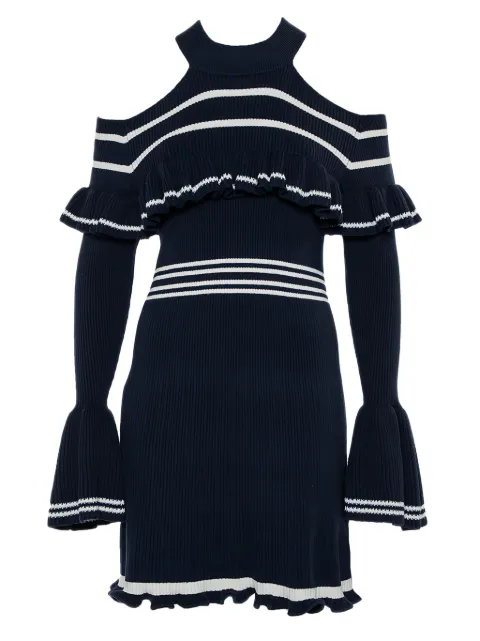 Self-Portrait ribbred ruffled mini dress
