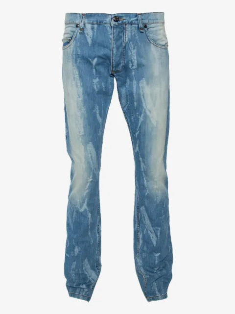Roberto Cavalli Vintage pre-owned distressed light-wash cotton jeans