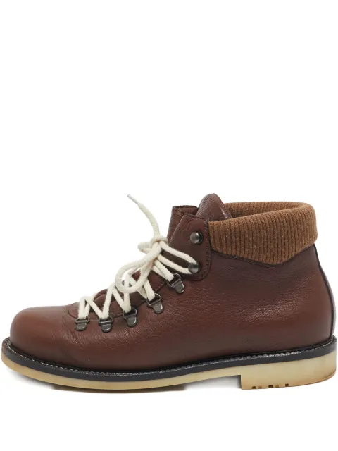 Loro Piana Pre-Owned leather lace-up hiking boots