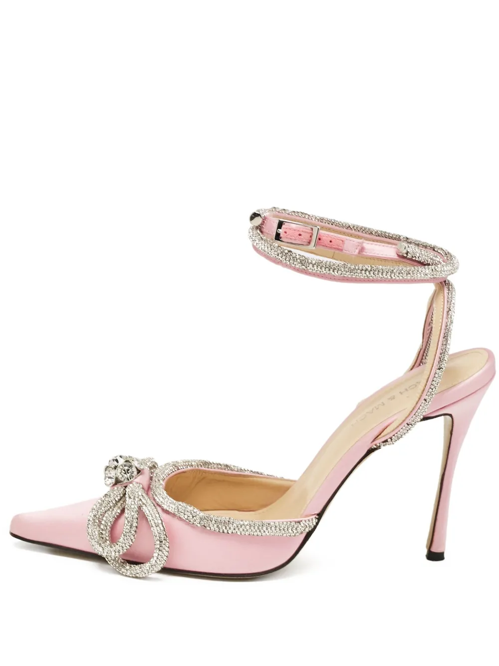 MACH & MACH 100mm satin crystal bow sandals | Pink | Image 1