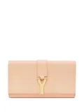 Saint Laurent Pre-Owned logo-detail leather clutch bag - Orange
