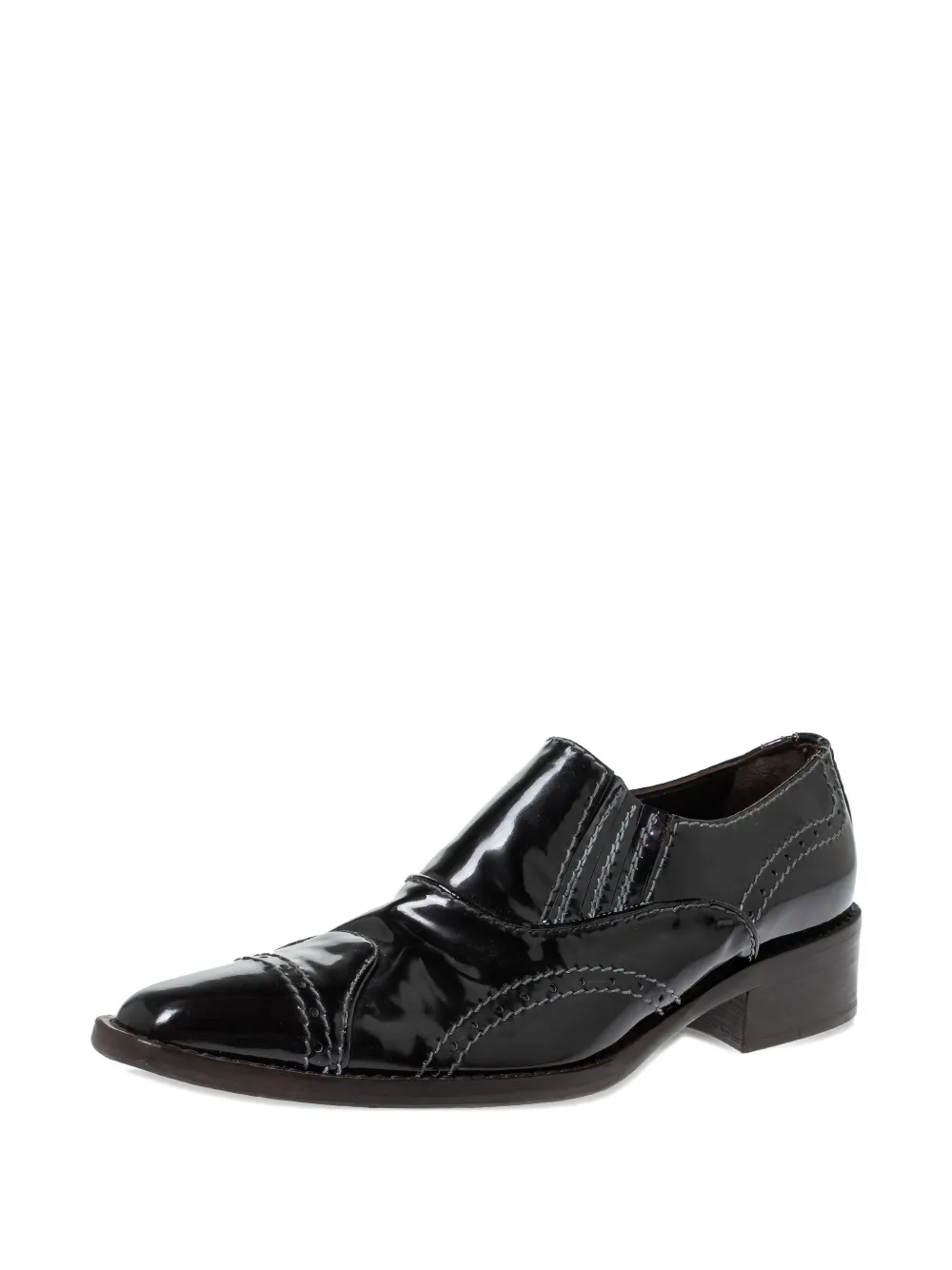 Giorgio Armani Pre-Owned patent leather stitch-detail loafers | Pre-Owned | Image 2
