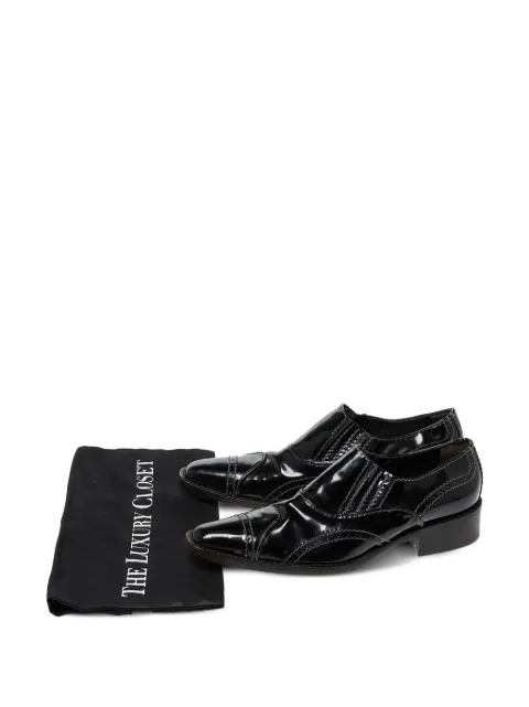 Giorgio Armani Pre-Owned patent leather stitch-detail loafers