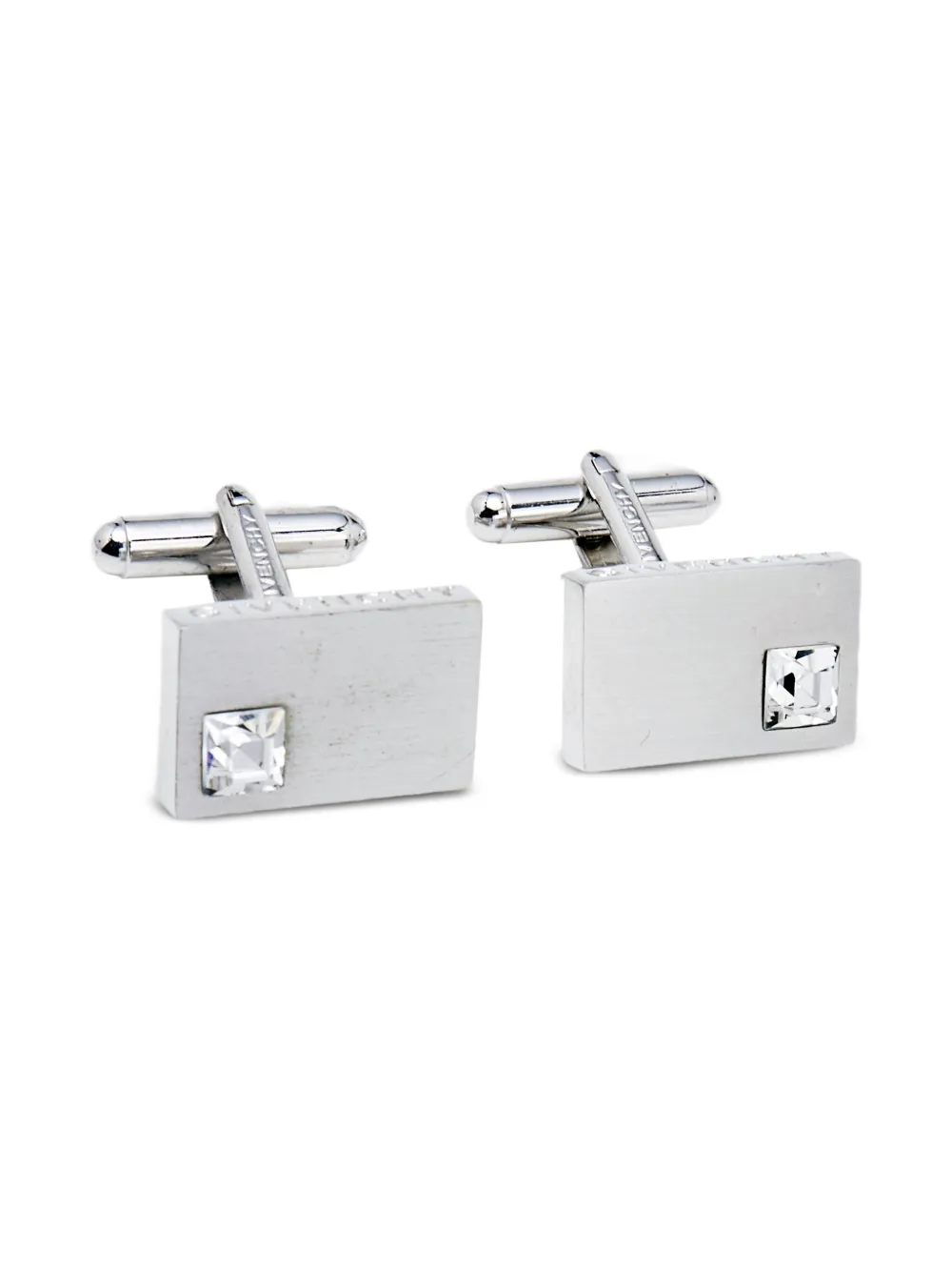 rectangular crystal-embellished cufflinks