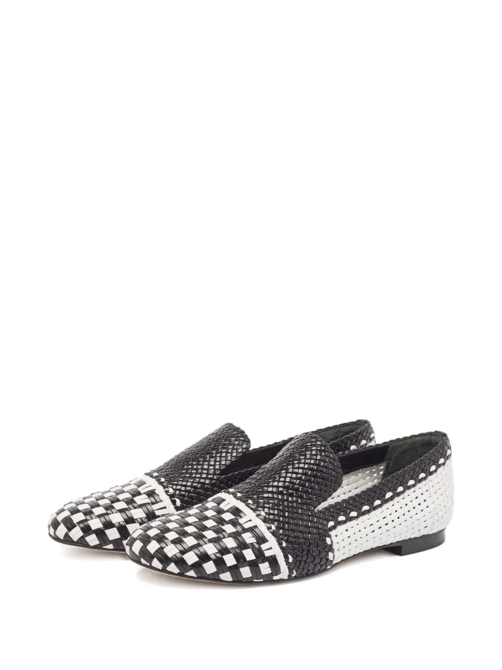 Stuart Weitzman Geweven lakleren slippers - Zwart