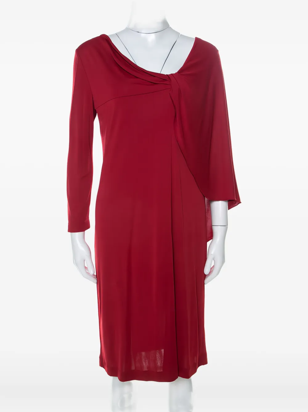 Alberta Ferretti Vintage Gedrapeerde geknoopte midi-jurk - Rood