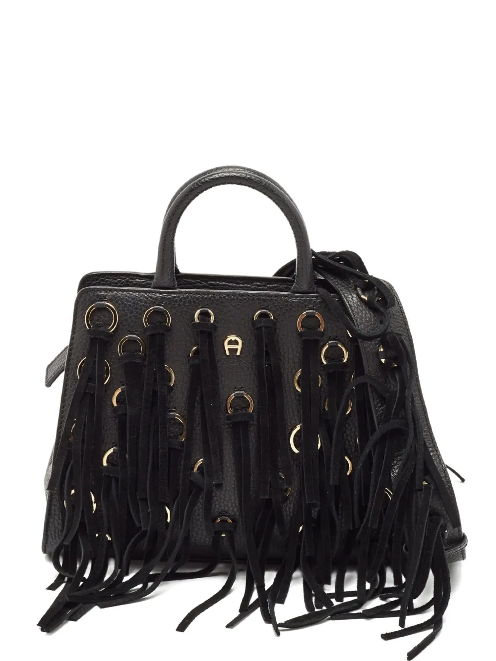 fringed leather tote bag