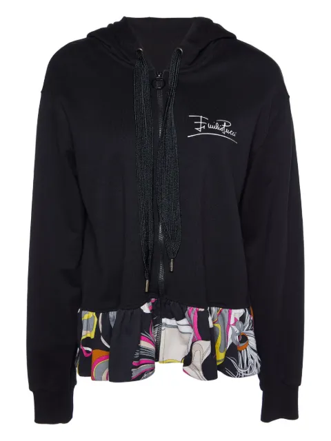PUCCI Pre-Owned printed-trim zip-up hooded jacket