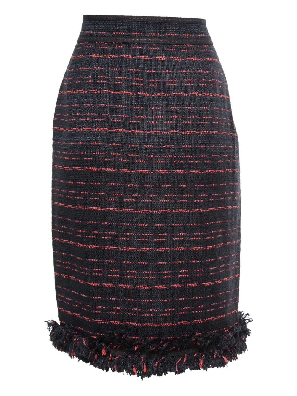 Carolina Herrera Vintage Tweed rok met franje - Blauw