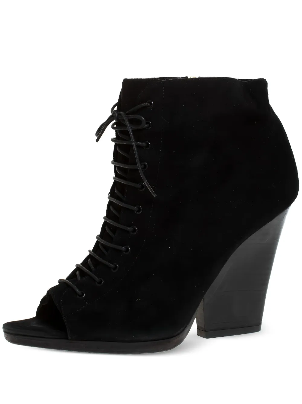 105mm lace-up peep-toe ankle boots