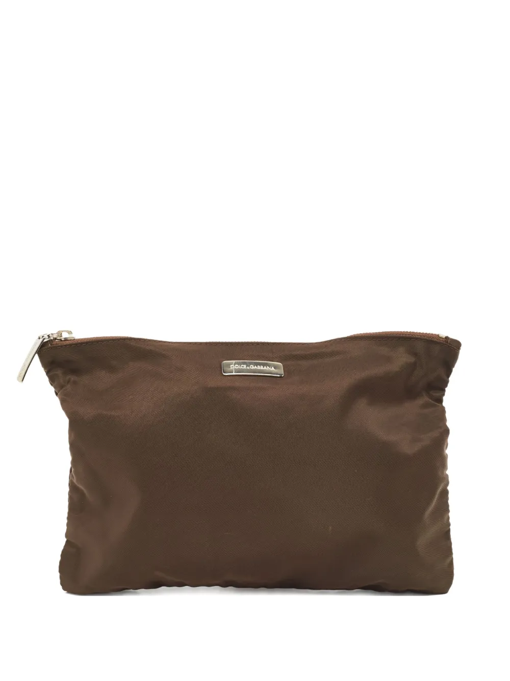 Dolce & Gabbana Pre-Owned logo-plaque zipper pouch | Brown | Image 1
