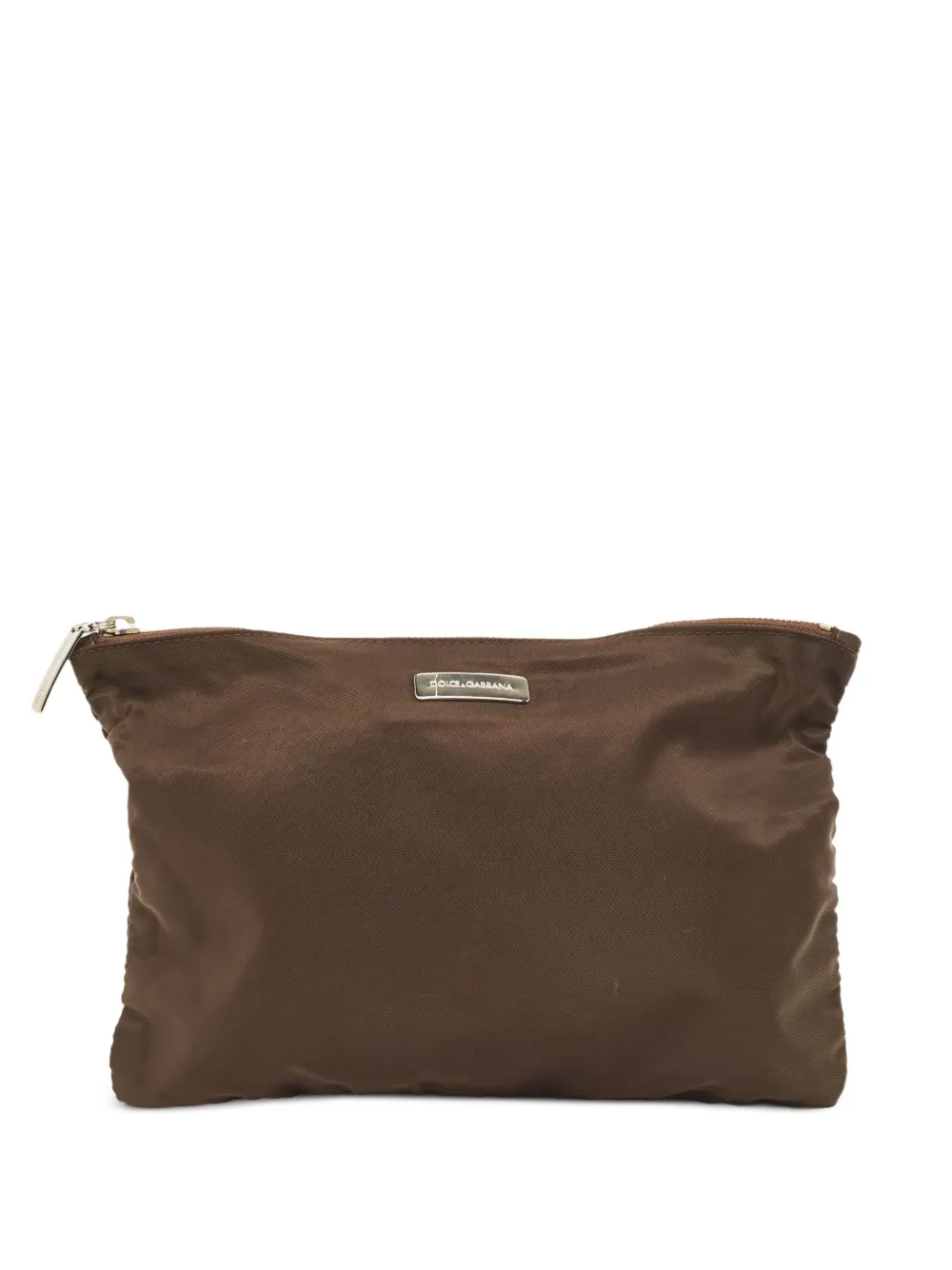logo-plaque zipper pouch