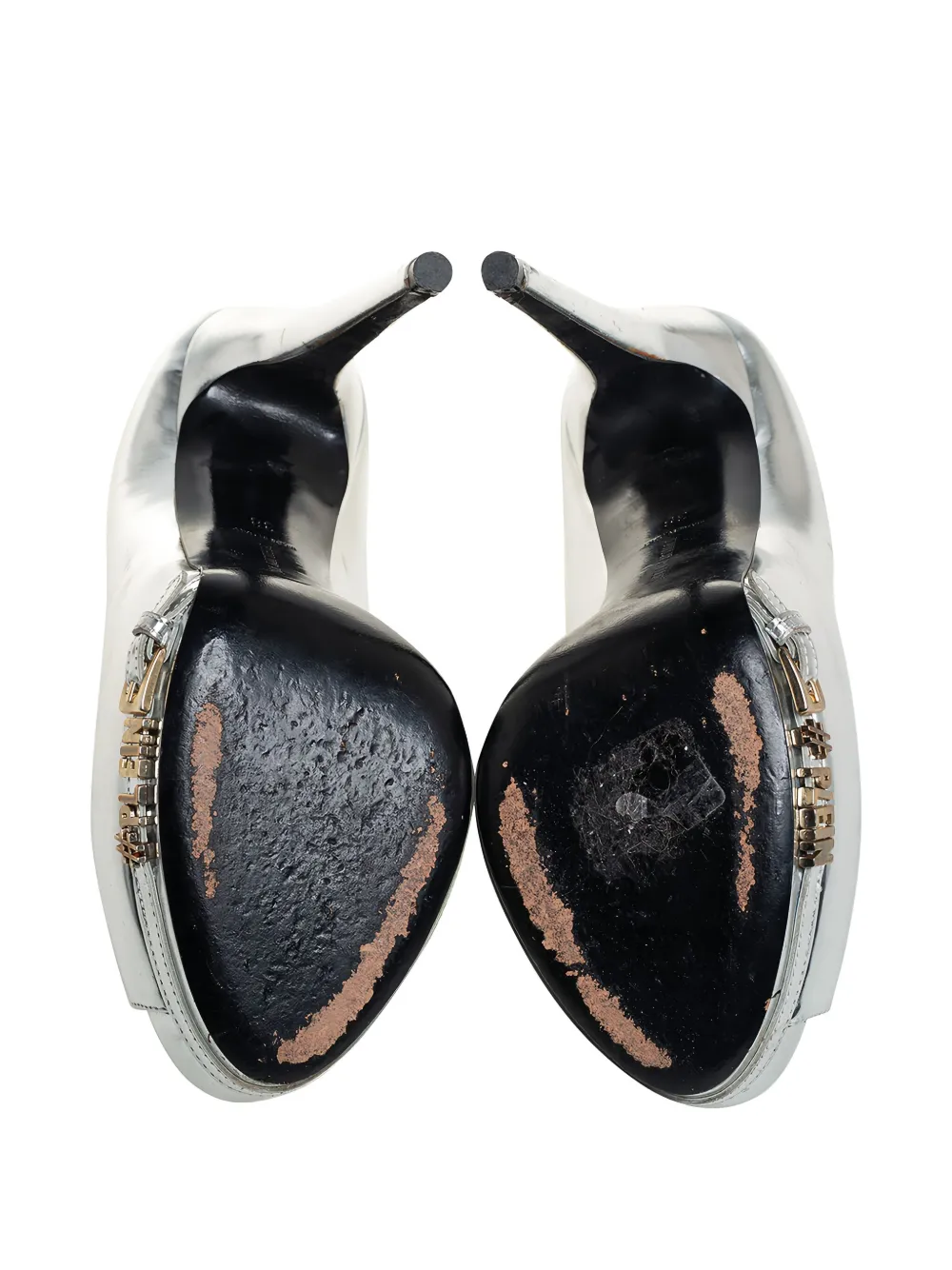 Philipp Plein 140 mm pumps met open neus en gespdetail - Grijs