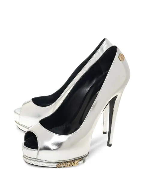 Philipp Plein 140mm buckle-detail peep-toe pumps