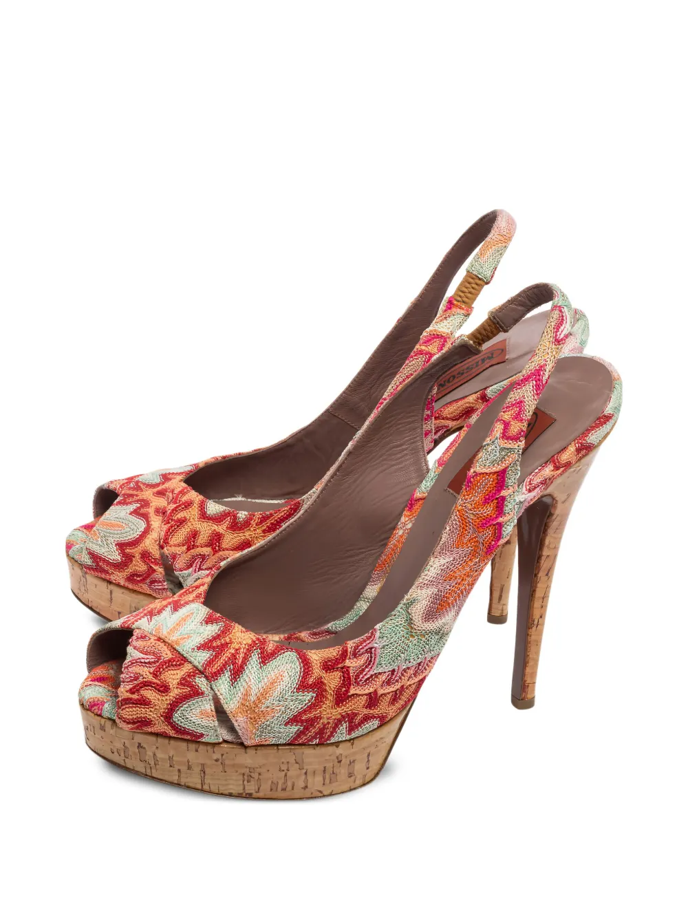 Missoni Pre-Owned 135 mm slingback sandalen met plateauzool - Oranje