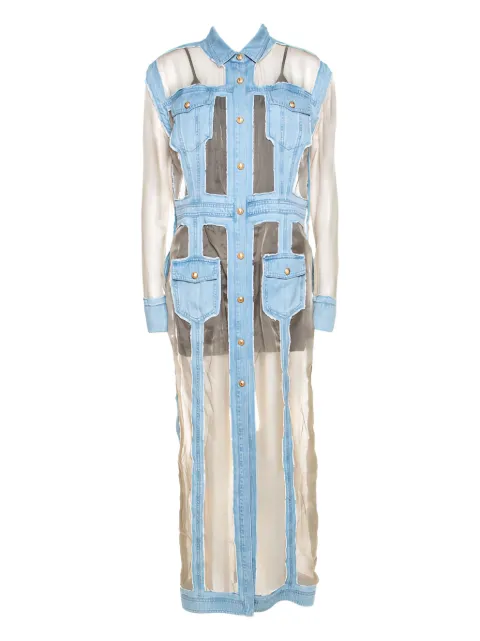Balmain Pre-Owned vestido de mezclilla largo