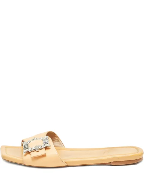 Stuart Weitzman leather crystal-embellished sandals