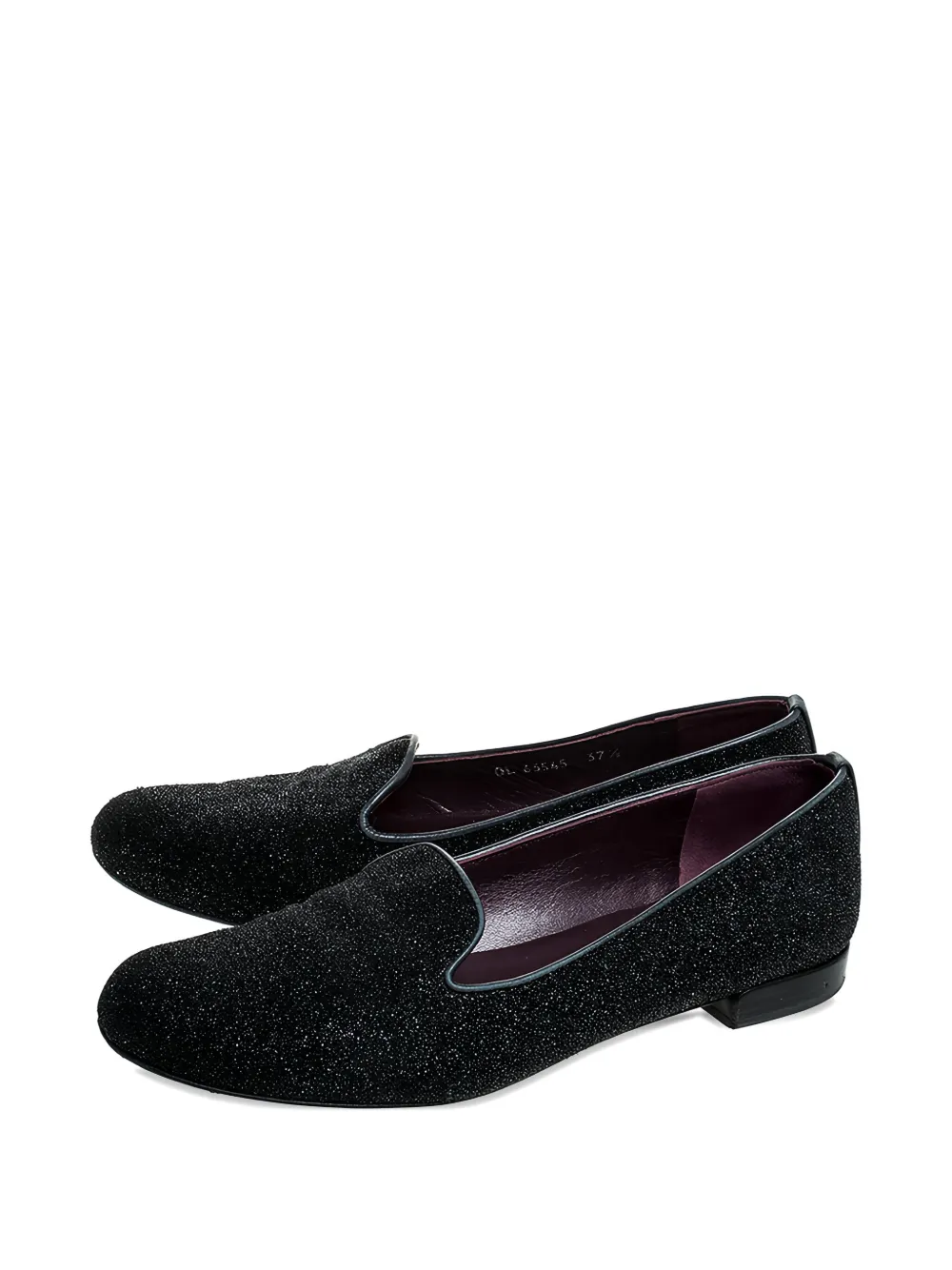 Stuart Weitzman Pre-owned leren loafers met glitters - Zwart
