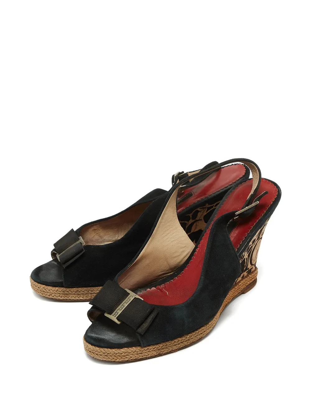 Carolina Herrera Vintage Pre-owned 90 mm slingback sandalen met sleehak en strik - Zwart