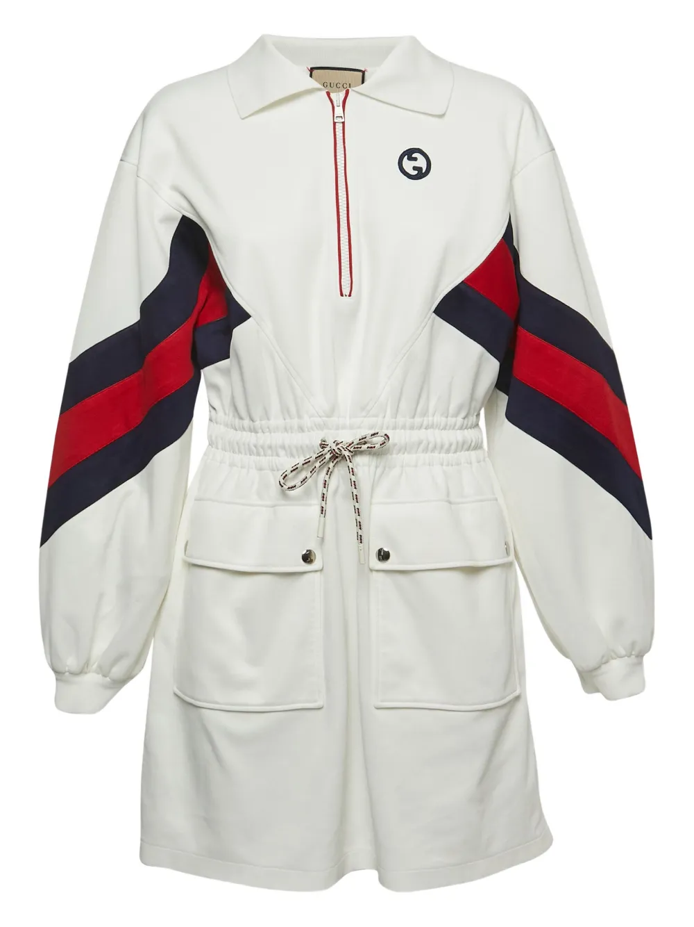 Gucci Pre-Owned drawstring-waist mini dress - ホワイト Gucci Pre-Owned drawstring-waist mini dress - ホワイト