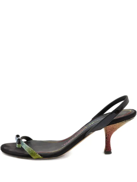Marco De Vincenzo Rainbow Rhinestone Slingback Sandals