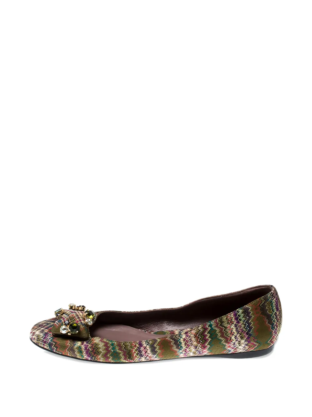 patterned crystal-embellished ballet flats