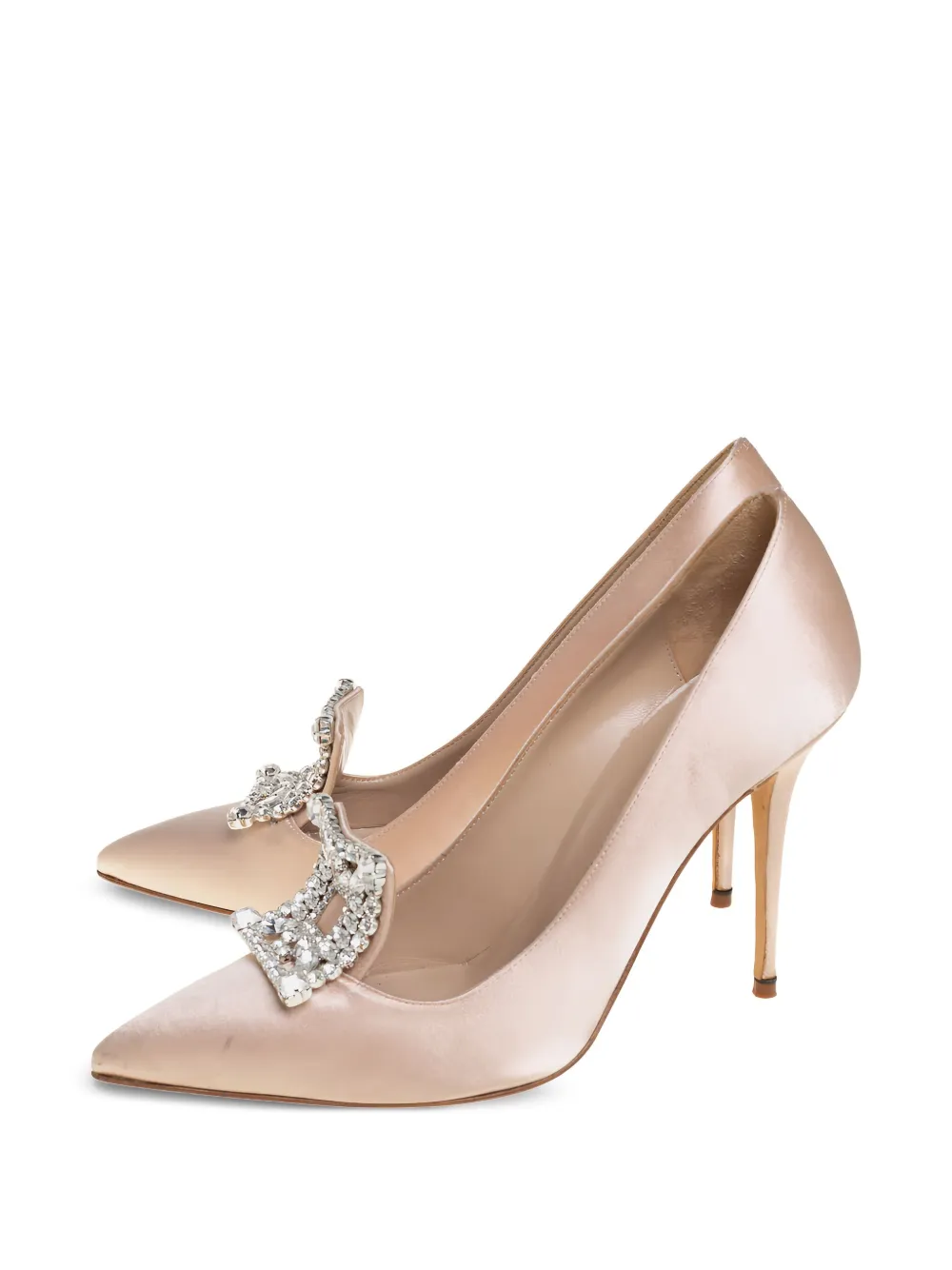 Manolo Blahnik 110 mm pumps verfraaid met kristallen en hak - Roze
