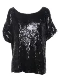 Pierre Balmain sequined short-sleeve top - Black