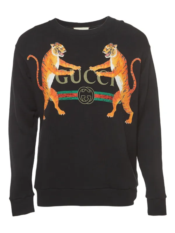 Gucci Pre-Owned Sweatshirt Mit Tiger-Print Schwarz FARFETCH DE